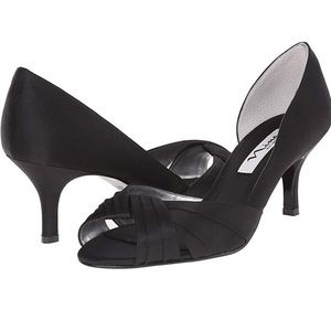 Nina Black peep toe heels, size 5.5
